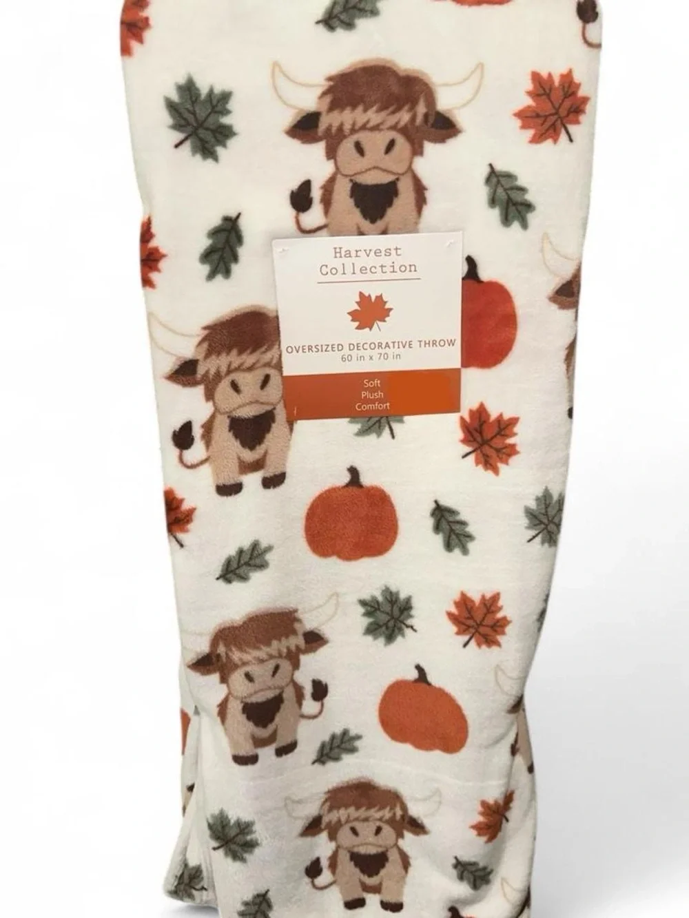 Fall Highland Cows & Pumpkins Decorative Throw Blanket